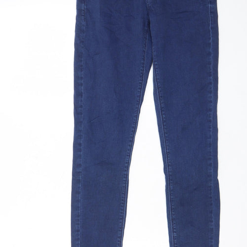 Topshop Womens Blue Cotton Skinny Jeans Size 28 in L34 in Regular Zip - Pockets