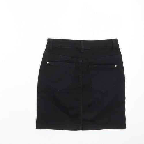 Missguided Womens Black Cotton A-Line Skirt Size 8 Zip - Pockets