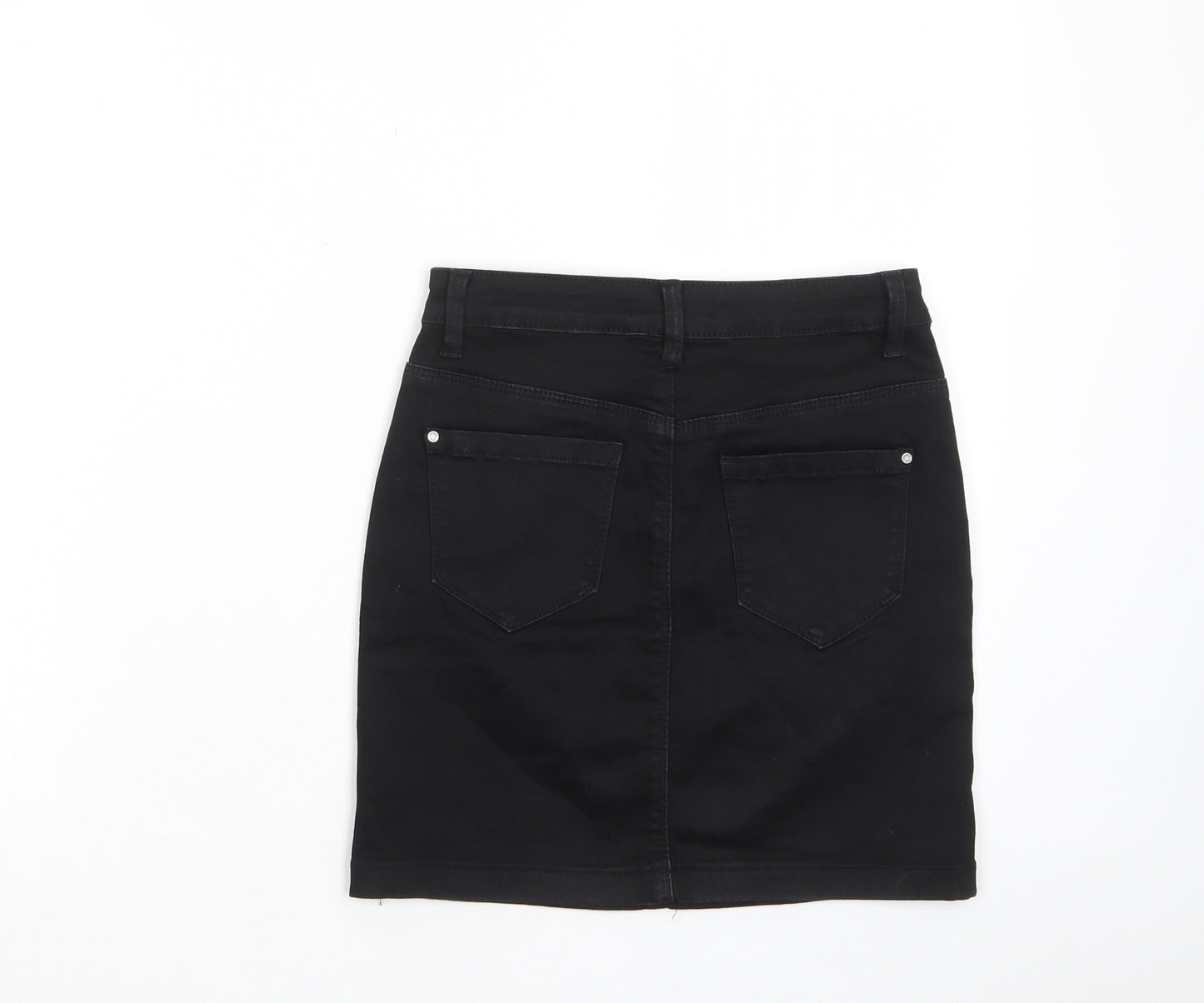 Missguided Womens Black Cotton A-Line Skirt Size 8 Zip - Pockets