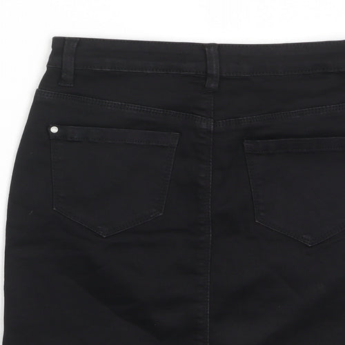Missguided Womens Black Cotton A-Line Skirt Size 8 Zip - Pockets