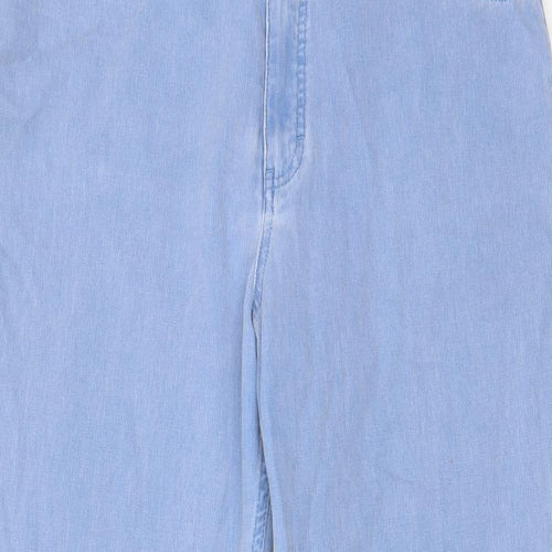 Marks and Spencer Womens Blue Cotton Straight Jeans Size 18 L28 in Regular Zip - Pockets