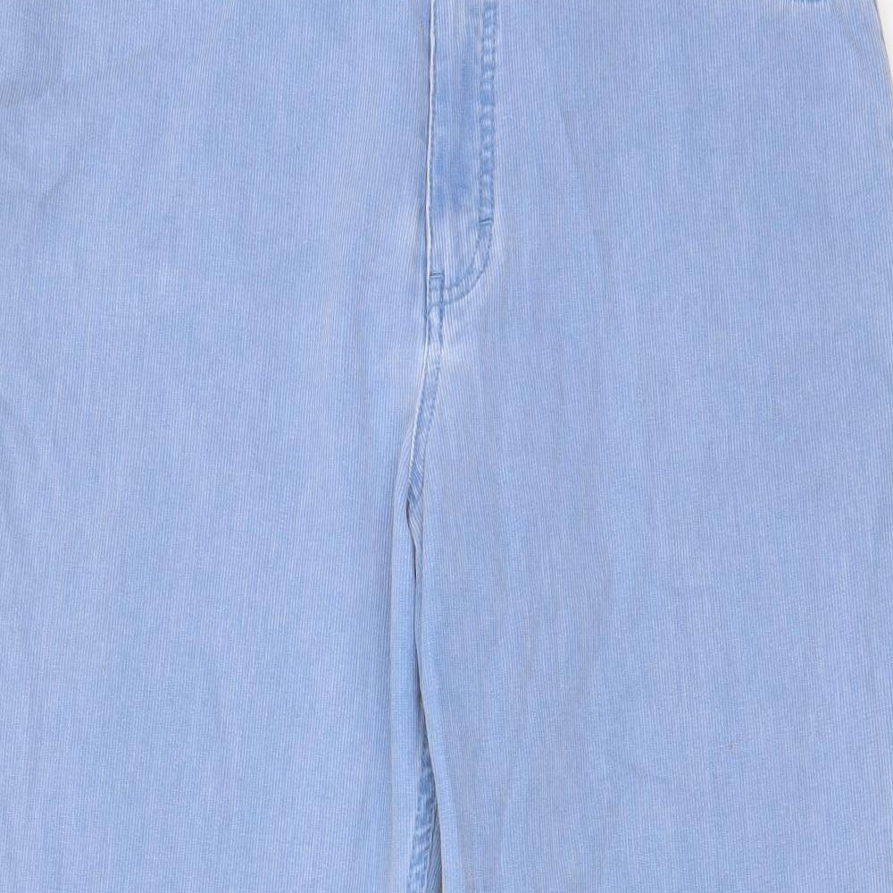 Marks and Spencer Womens Blue Cotton Straight Jeans Size 18 L28 in Regular Zip - Pockets