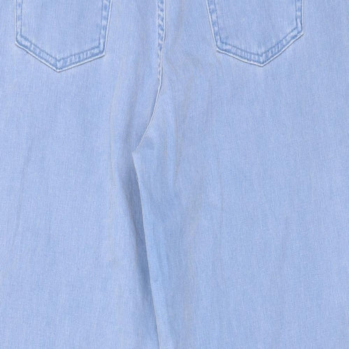 Marks and Spencer Womens Blue Cotton Straight Jeans Size 18 L28 in Regular Zip - Pockets
