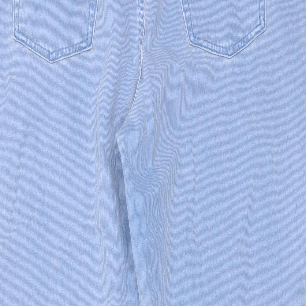 Marks and Spencer Womens Blue Cotton Straight Jeans Size 18 L28 in Regular Zip - Pockets
