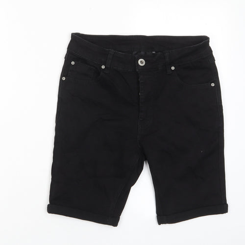 KWD Mens Black Cotton Bermuda Shorts Size 32 in L8 in Regular Button - Pockets