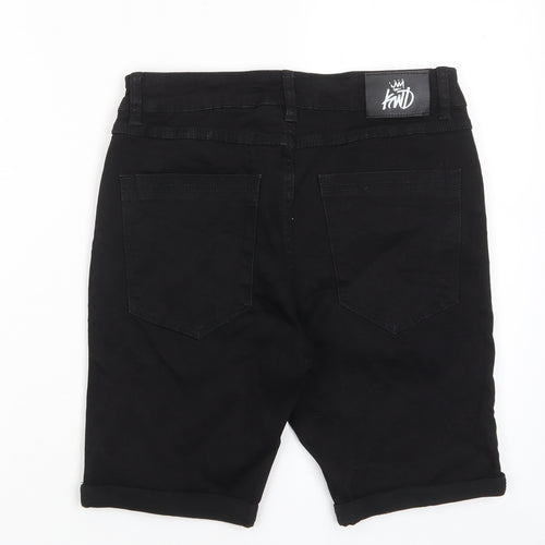 KWD Mens Black Cotton Bermuda Shorts Size 32 in L8 in Regular Button - Pockets