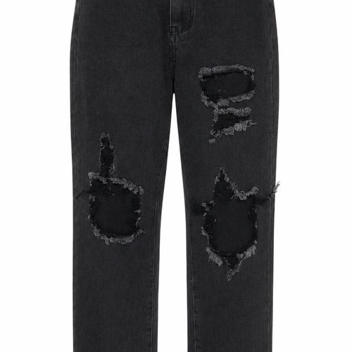 PRETTYLITTLETHING Womens Grey Cotton Straight Jeans Size 8 L29 in Regular Zip - Pockets