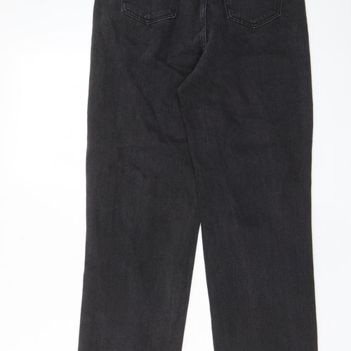 PRETTYLITTLETHING Womens Grey Cotton Straight Jeans Size 8 L29 in Regular Zip - Pockets