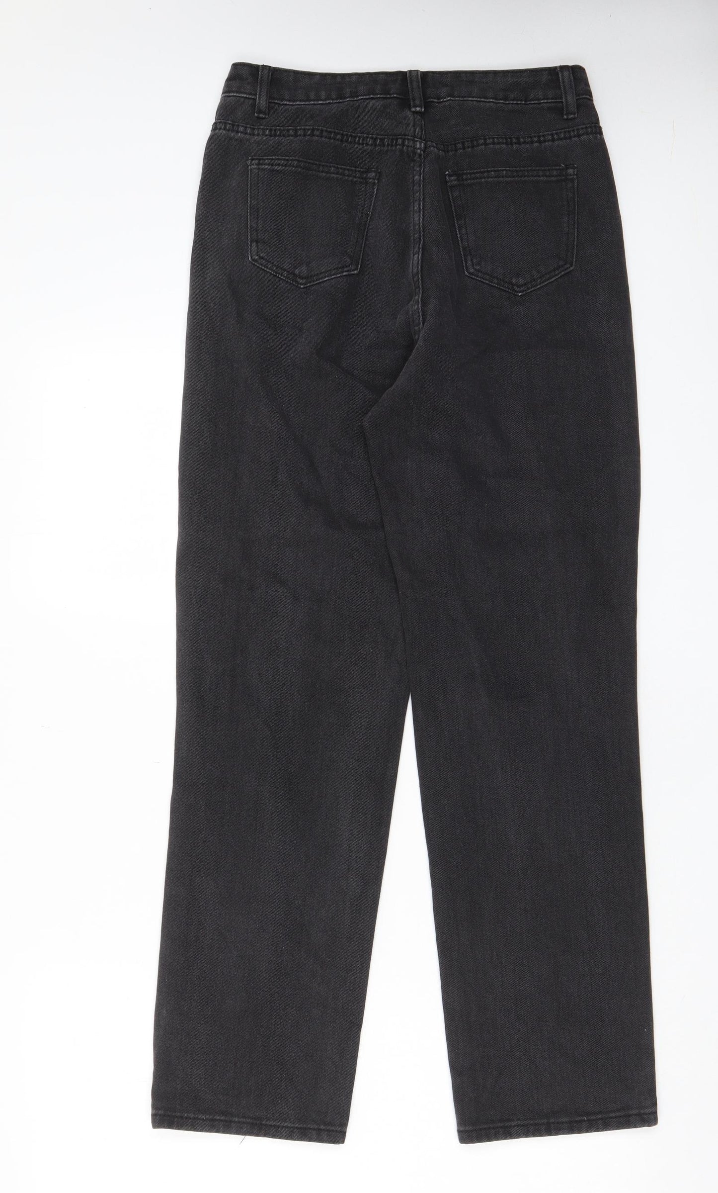 PRETTYLITTLETHING Womens Grey Cotton Straight Jeans Size 8 L29 in Regular Zip - Pockets