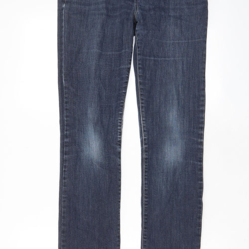 NEXT Womens Blue Cotton Straight Jeans Size 12 L30 in Slim Zip - Pockets