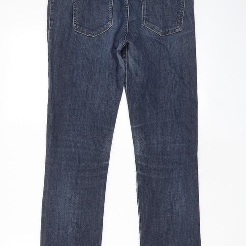 NEXT Womens Blue Cotton Straight Jeans Size 12 L30 in Slim Zip - Pockets