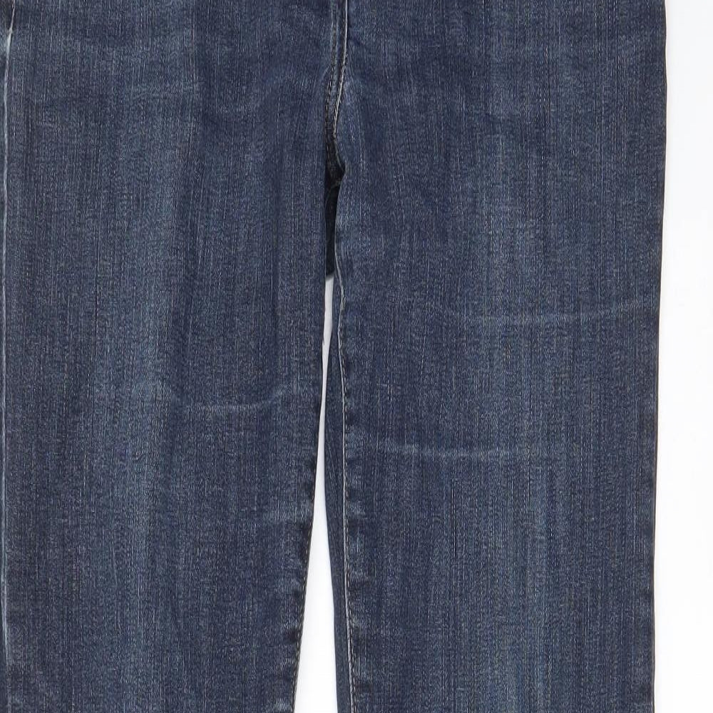 NEXT Womens Blue Cotton Straight Jeans Size 12 L30 in Slim Zip - Pockets