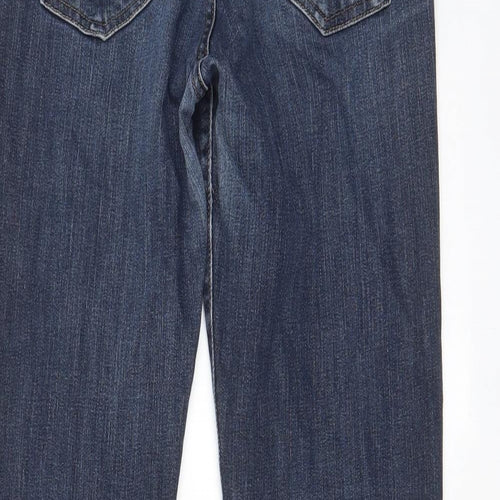 NEXT Womens Blue Cotton Straight Jeans Size 12 L30 in Slim Zip - Pockets