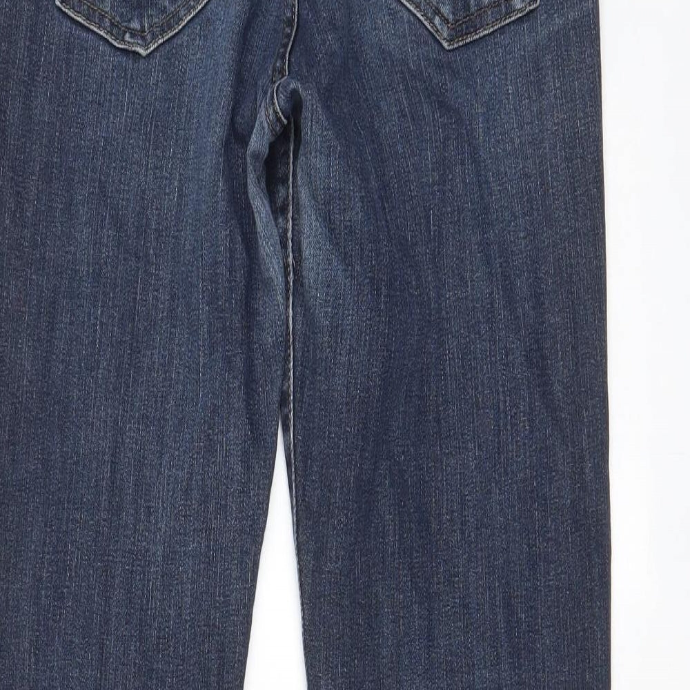 NEXT Womens Blue Cotton Straight Jeans Size 12 L30 in Slim Zip - Pockets