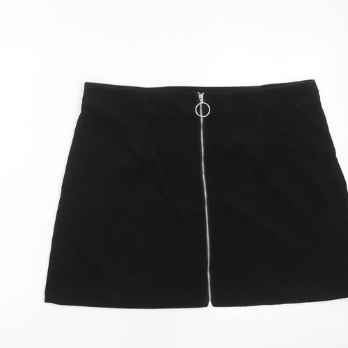 Cider Womens Black Polyester A-Line Skirt Size XL Zip