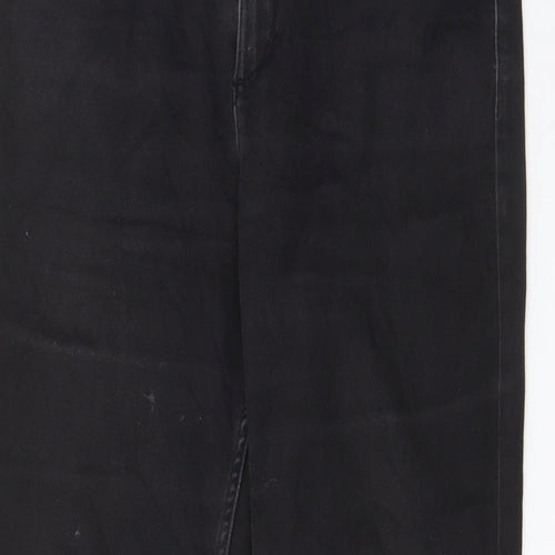 Marks and Spencer Womens Grey Cotton Straight Jeans Size 14 L28 in Regular Zip - Pockets