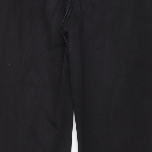 Marks and Spencer Womens Grey Cotton Straight Jeans Size 14 L28 in Regular Zip - Pockets