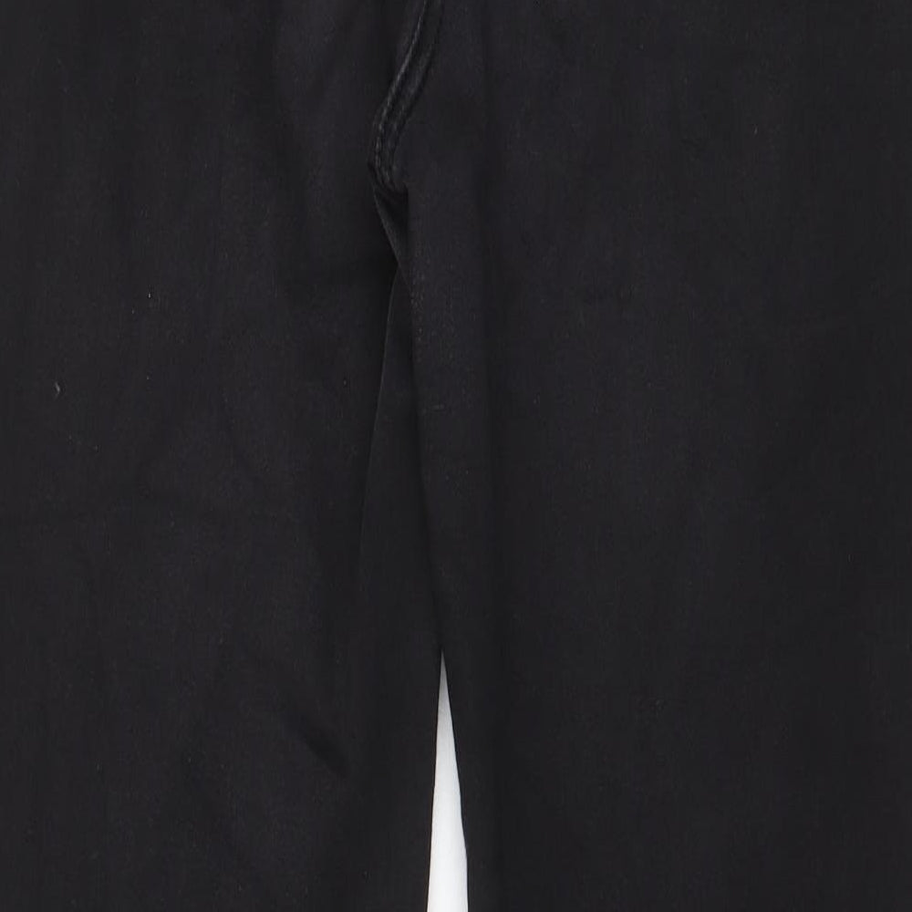 Marks and Spencer Womens Grey Cotton Straight Jeans Size 14 L28 in Regular Zip - Pockets