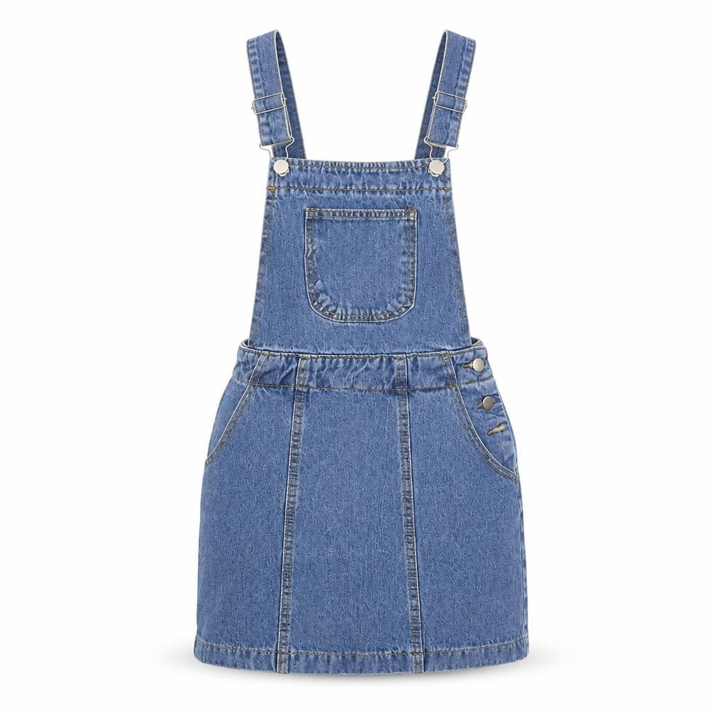 NEXT Womens Blue Cotton Pinafore/Dungaree Dress Size 6 Square Neck Button - Pockets