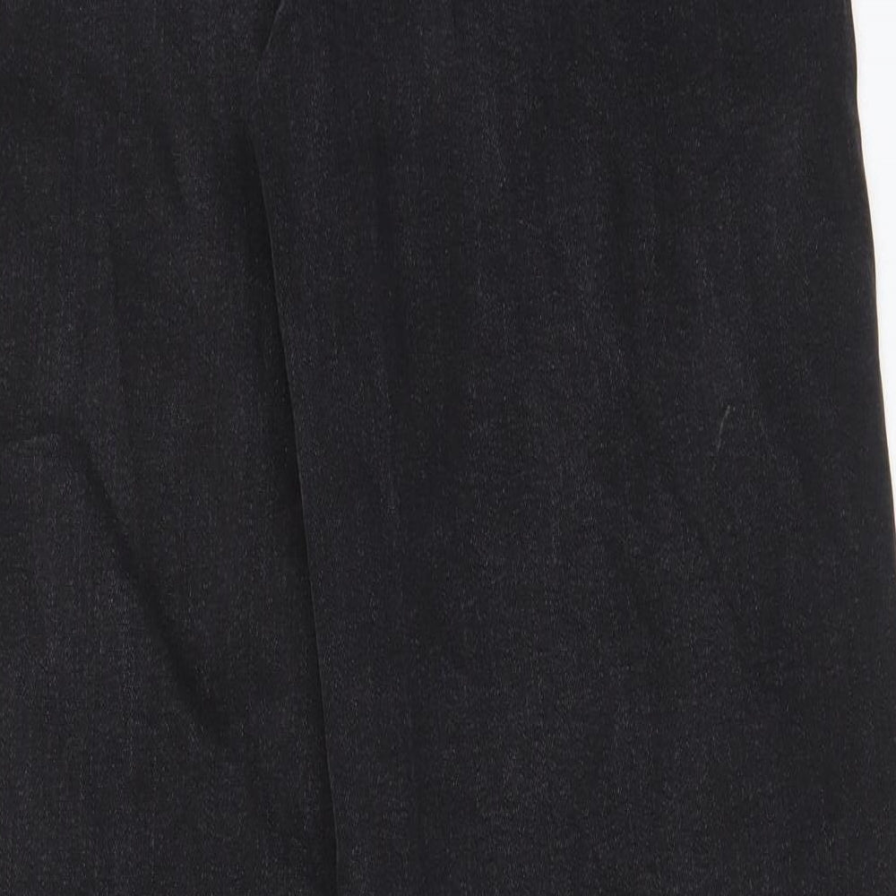 Per Una Womens Black Cotton Wide-Leg Jeans Size 10 L30 in Regular Zip - Pockets