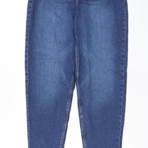 H&M Womens Blue Cotton Tapered Jeans Size 10 L29 in Regular Zip - Pockets