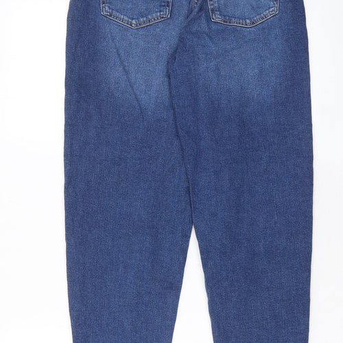 H&M Womens Blue Cotton Tapered Jeans Size 10 L29 in Regular Zip - Pockets