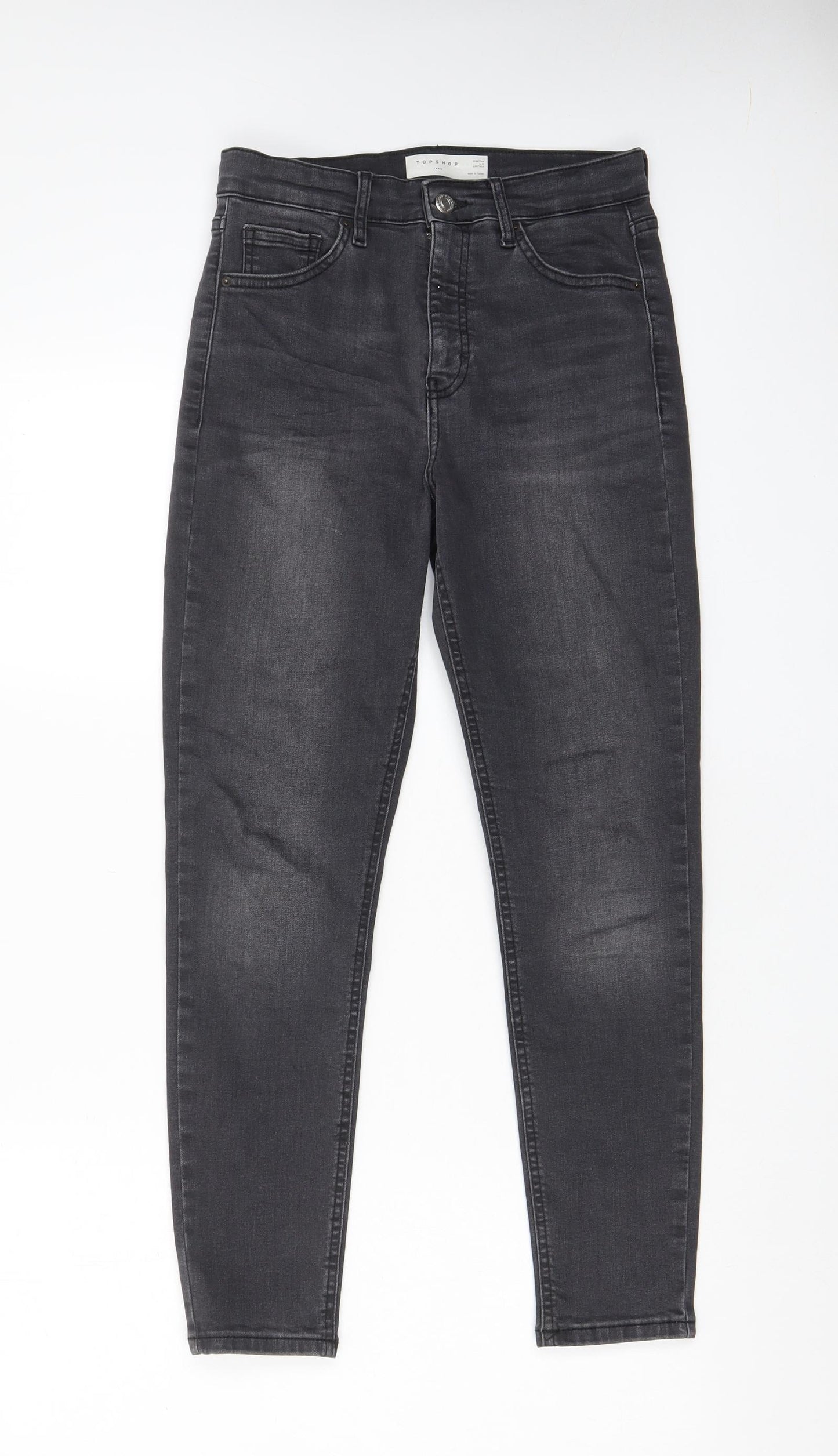 Topshop Womens Grey Cotton Skinny Jeans Size 28 in L30 in Regular Zip - Pockets