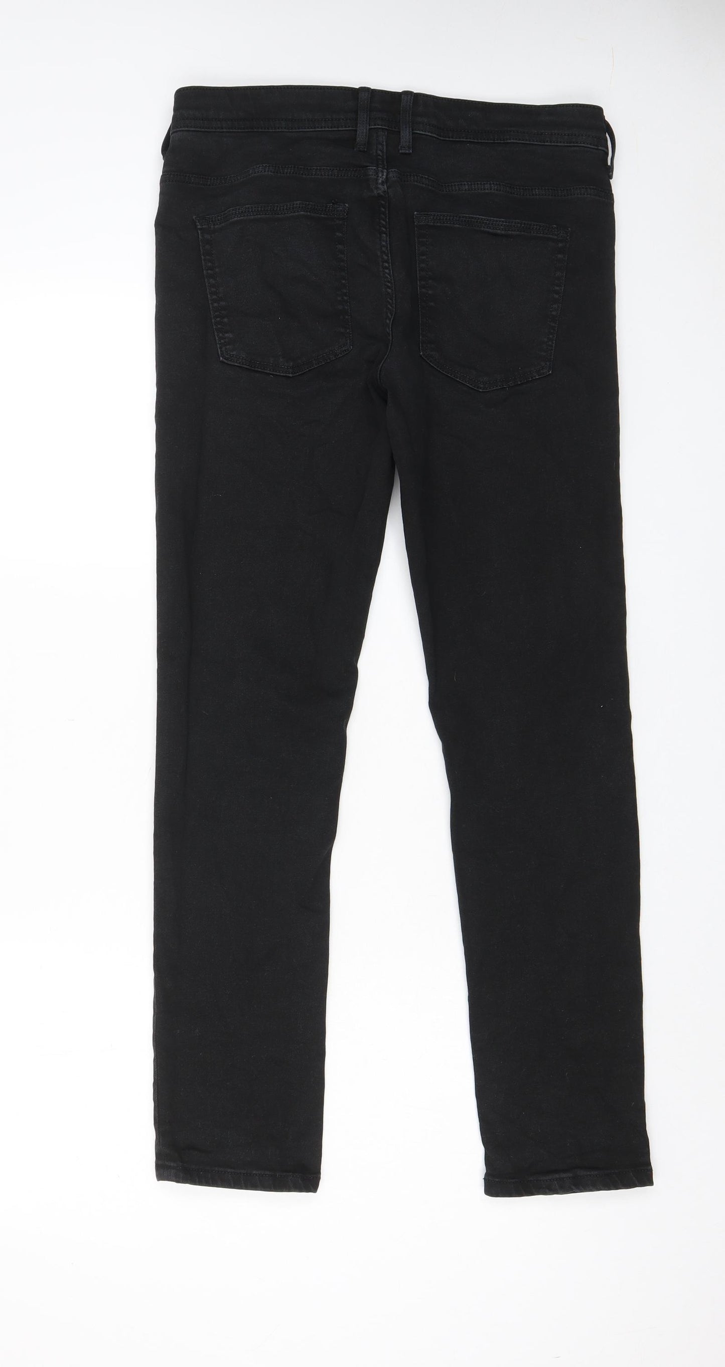 River Island Mens Black Cotton Skinny Jeans Size 32 in L32 in Regular Zip - Pockets