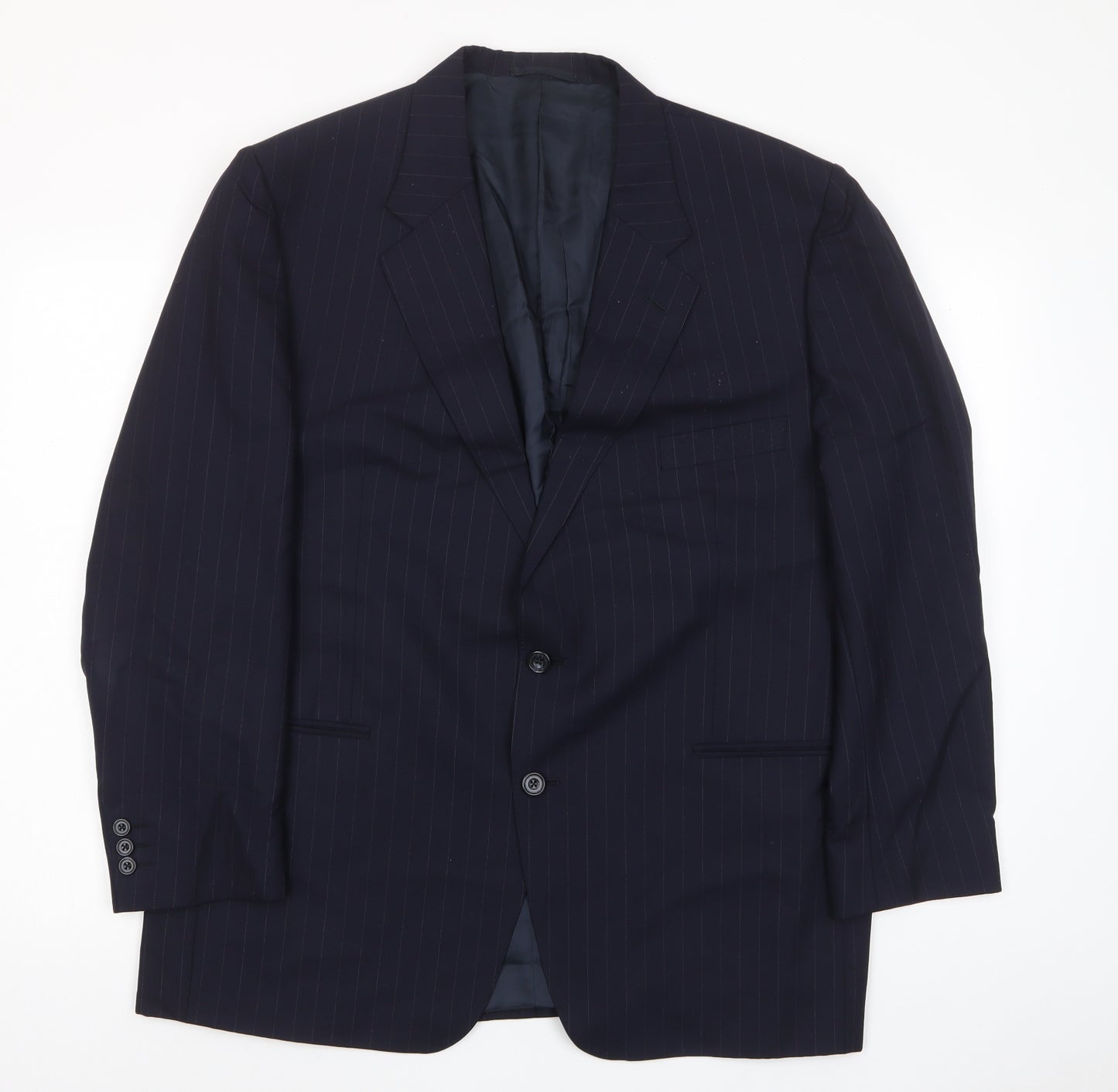 Gieves & Hawkes Mens Blue Striped Wool Jacket Suit Jacket Size 44 Regular - Inside pockets