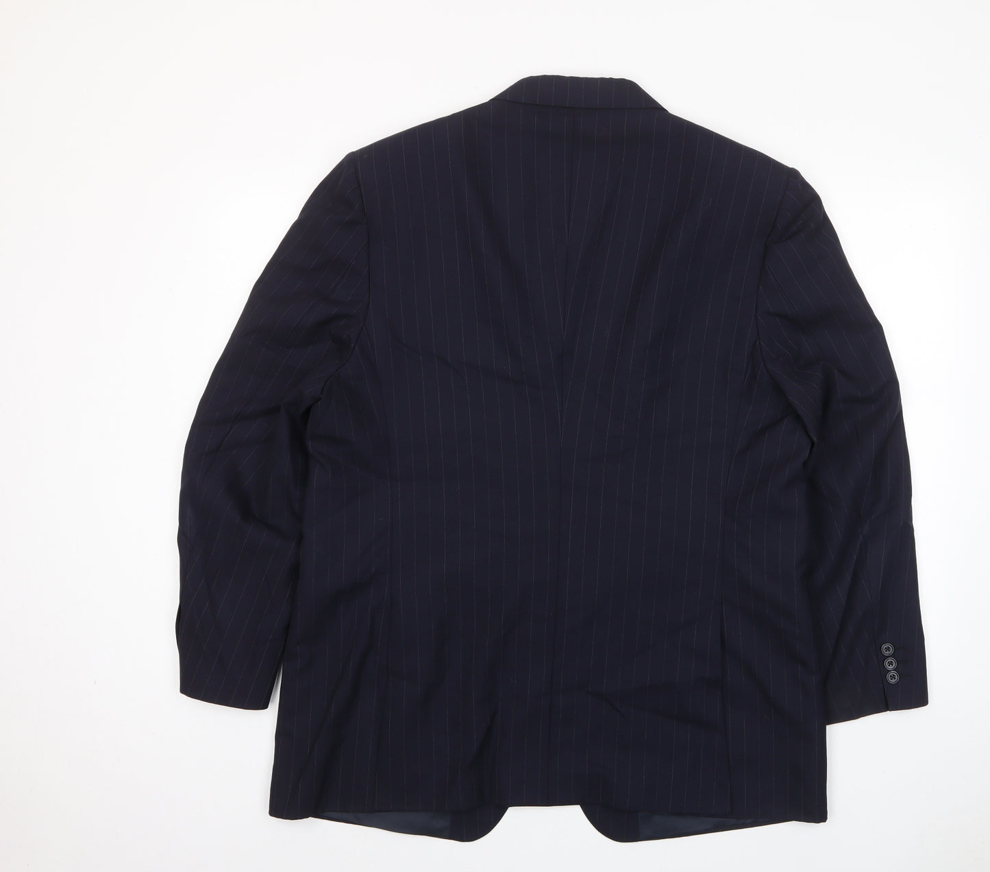 Gieves & Hawkes Mens Blue Striped Wool Jacket Suit Jacket Size 44 Regular - Inside pockets