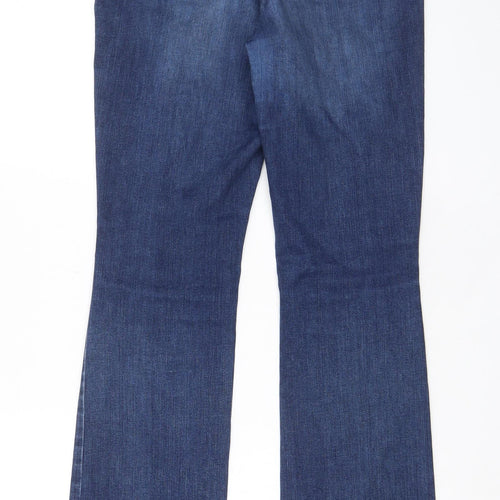 Indigo Womens Blue Cotton Flared Jeans Size 14 L32 in Slim Zip - Pockets