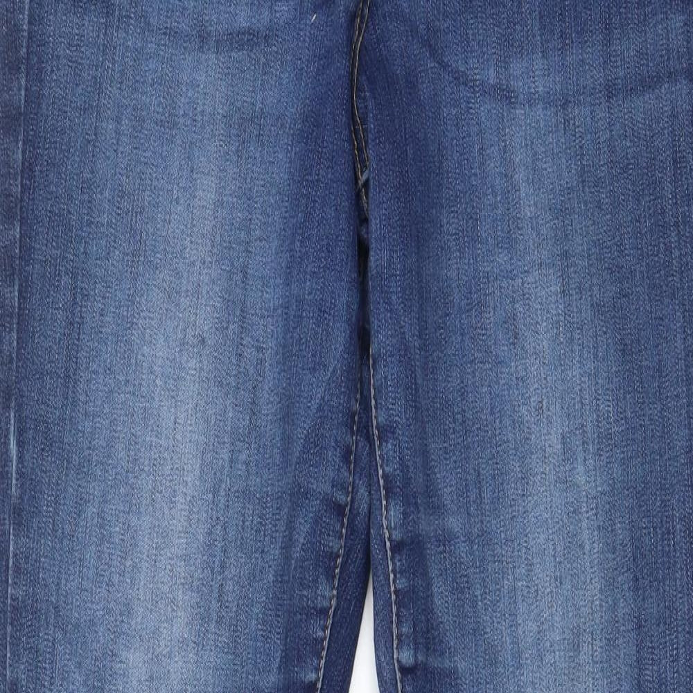 Indigo Womens Blue Cotton Flared Jeans Size 14 L32 in Slim Zip - Pockets
