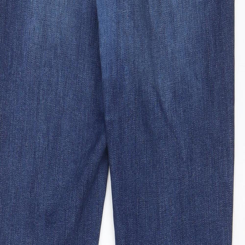 Indigo Womens Blue Cotton Flared Jeans Size 14 L32 in Slim Zip - Pockets