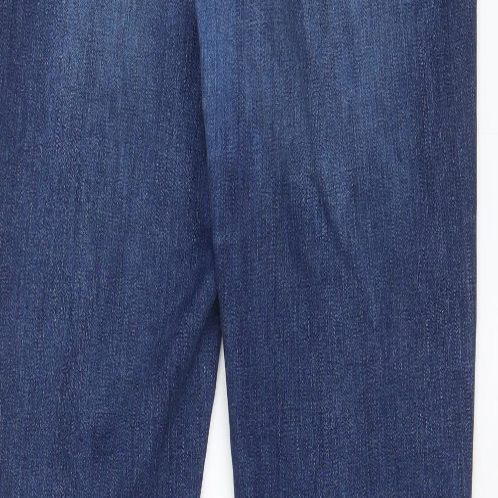 Indigo Womens Blue Cotton Flared Jeans Size 14 L32 in Slim Zip - Pockets
