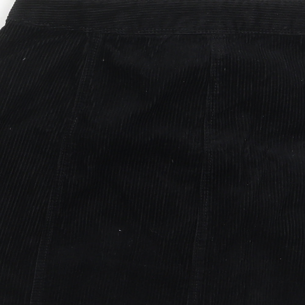 H&M Womens Black Cotton A-Line Skirt Size 10 Button