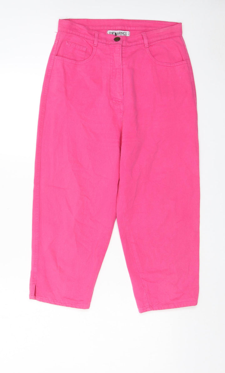 Influence Womens Pink Cotton Capri Jeans Size M L20 in Regular Zip - Pockets