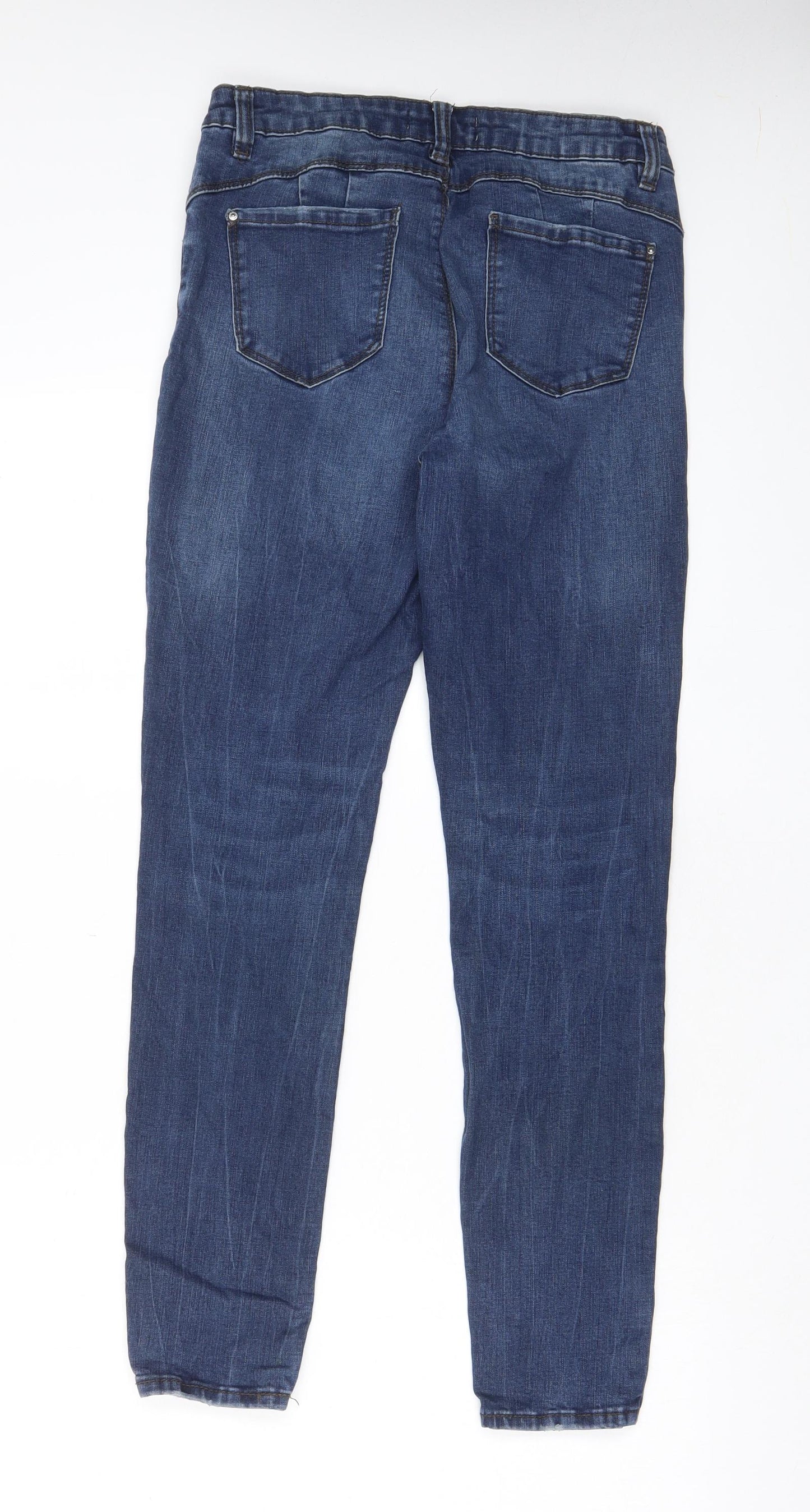 Denim & Co. Womens Blue Cotton Skinny Jeans Size 14 L28 in Regular Zip - Pockets