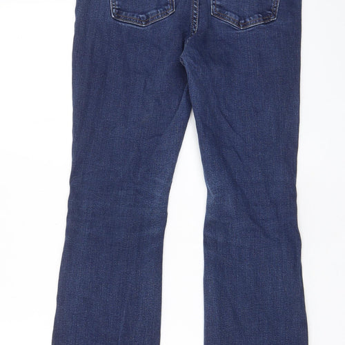 Marks and Spencer Womens Blue Cotton Bootcut Jeans Size 12 L29 in Slim Zip - Pockets