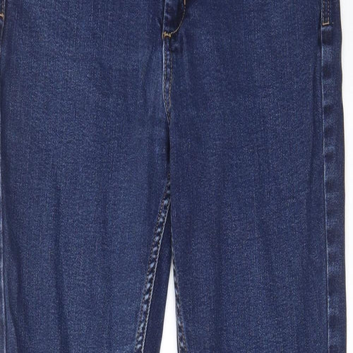 Marks and Spencer Womens Blue Cotton Bootcut Jeans Size 12 L29 in Slim Zip - Pockets