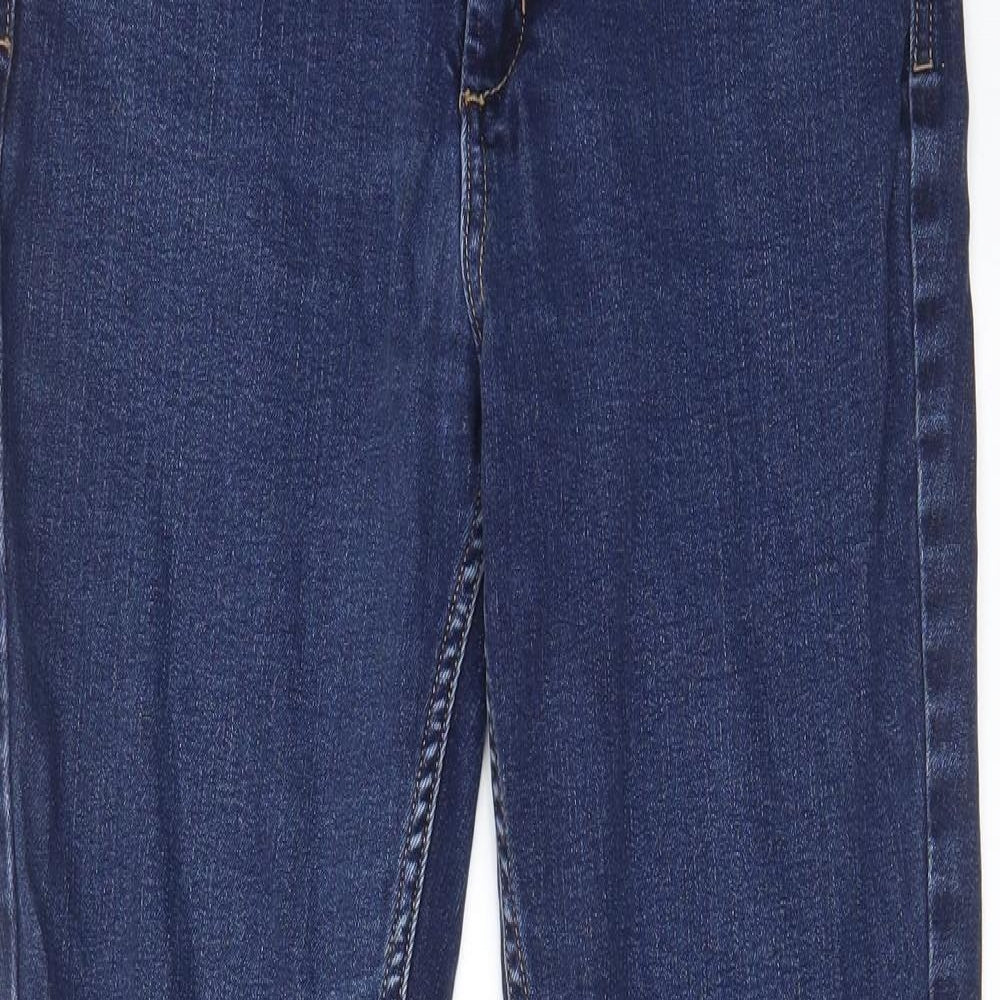 Marks and Spencer Womens Blue Cotton Bootcut Jeans Size 12 L29 in Slim Zip - Pockets