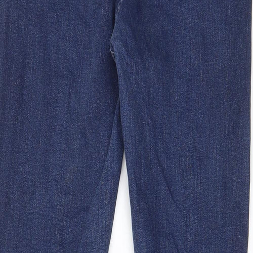 Marks and Spencer Womens Blue Cotton Bootcut Jeans Size 12 L29 in Slim Zip - Pockets