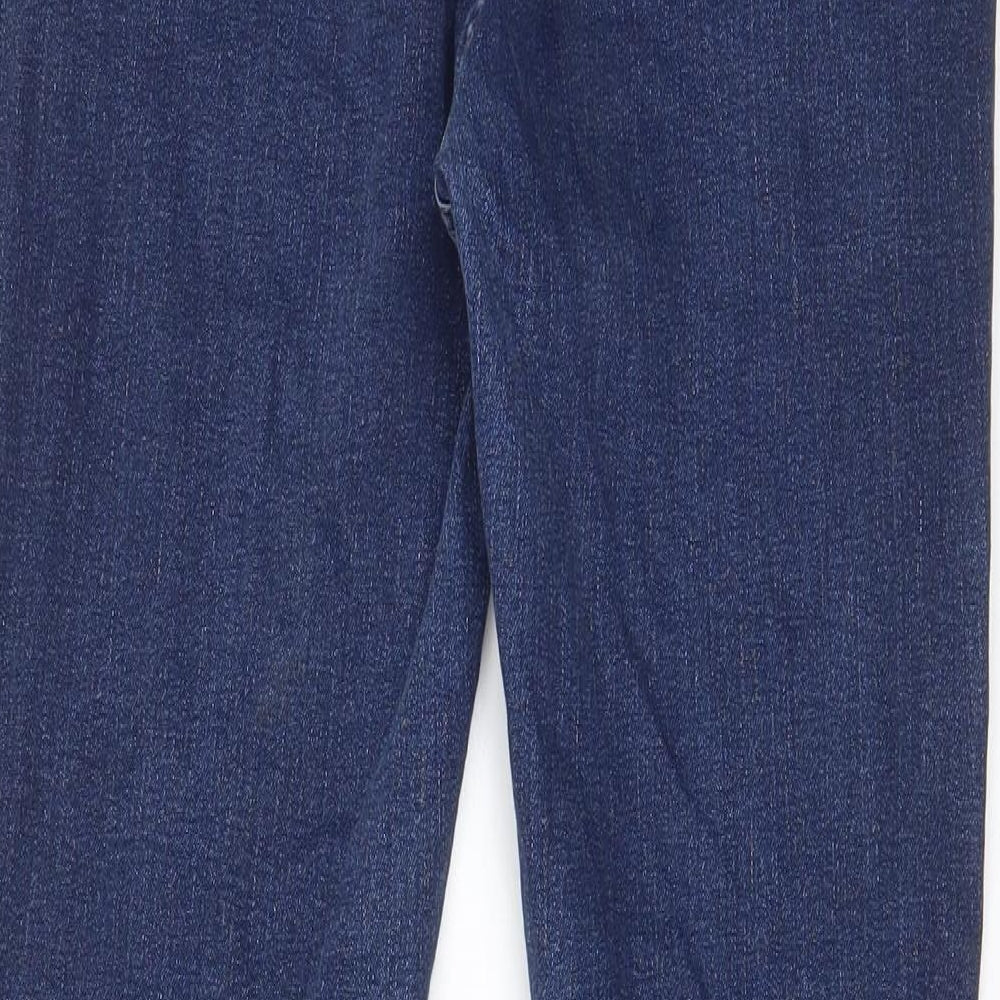 Marks and Spencer Womens Blue Cotton Bootcut Jeans Size 12 L29 in Slim Zip - Pockets