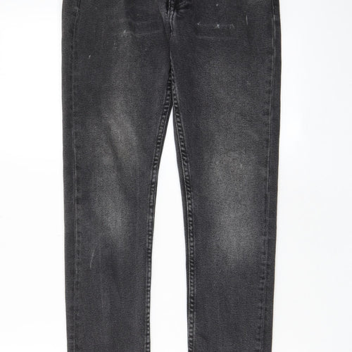 Zara Mens Grey Cotton Skinny Jeans Size 30 in L29 in Regular Zip - Pockets