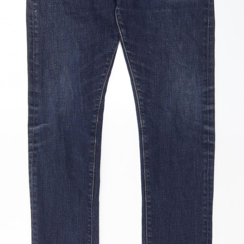 H&M Mens Blue Cotton Straight Jeans Size 32 in L34 in Slim Button - Pockets