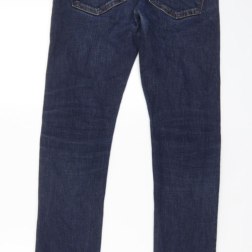 H&M Mens Blue Cotton Straight Jeans Size 32 in L34 in Slim Button - Pockets