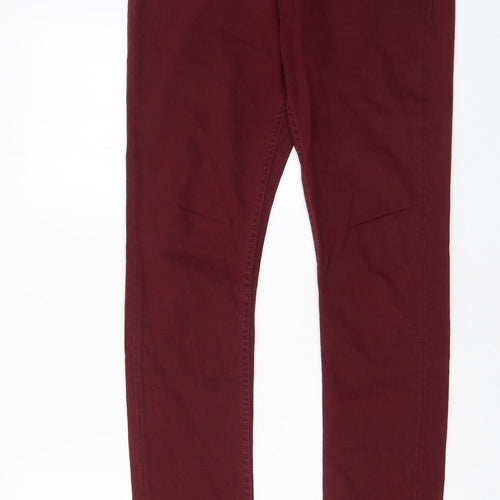 Topshop Womens Red Cotton Straight Jeans Size 30 in L30 in Regular Zip - Pockets