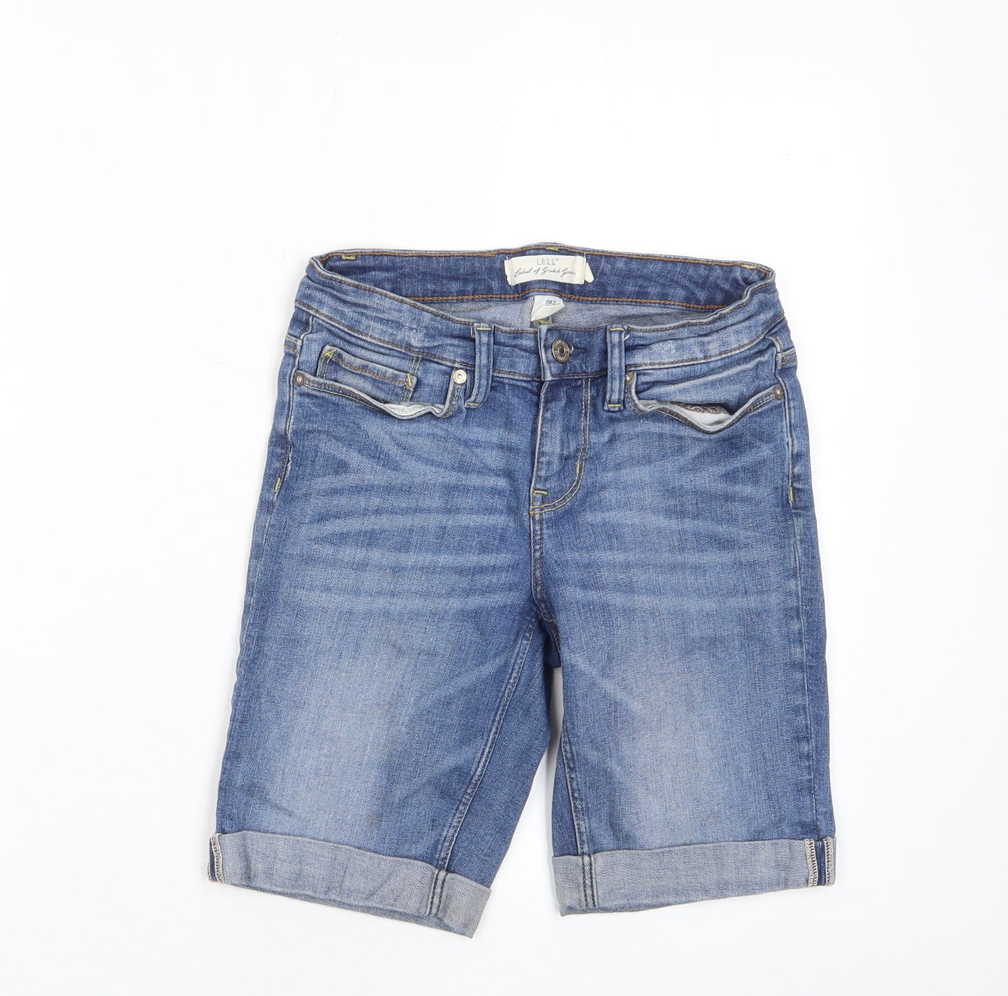 H&M Womens Blue Cotton Bermuda Shorts Size 27 in L8 in Regular Zip - Pockets