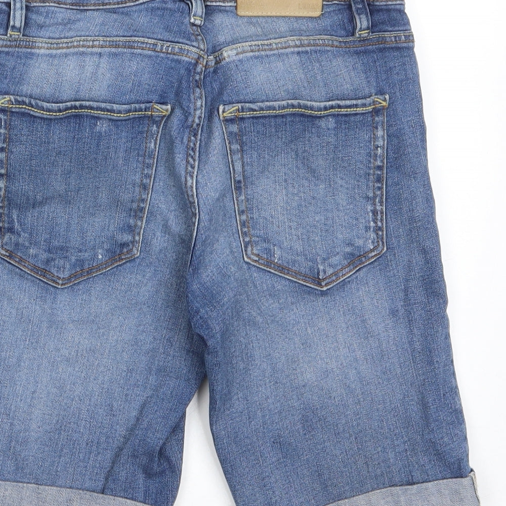 H&M Womens Blue Cotton Bermuda Shorts Size 27 in L8 in Regular Zip - Pockets