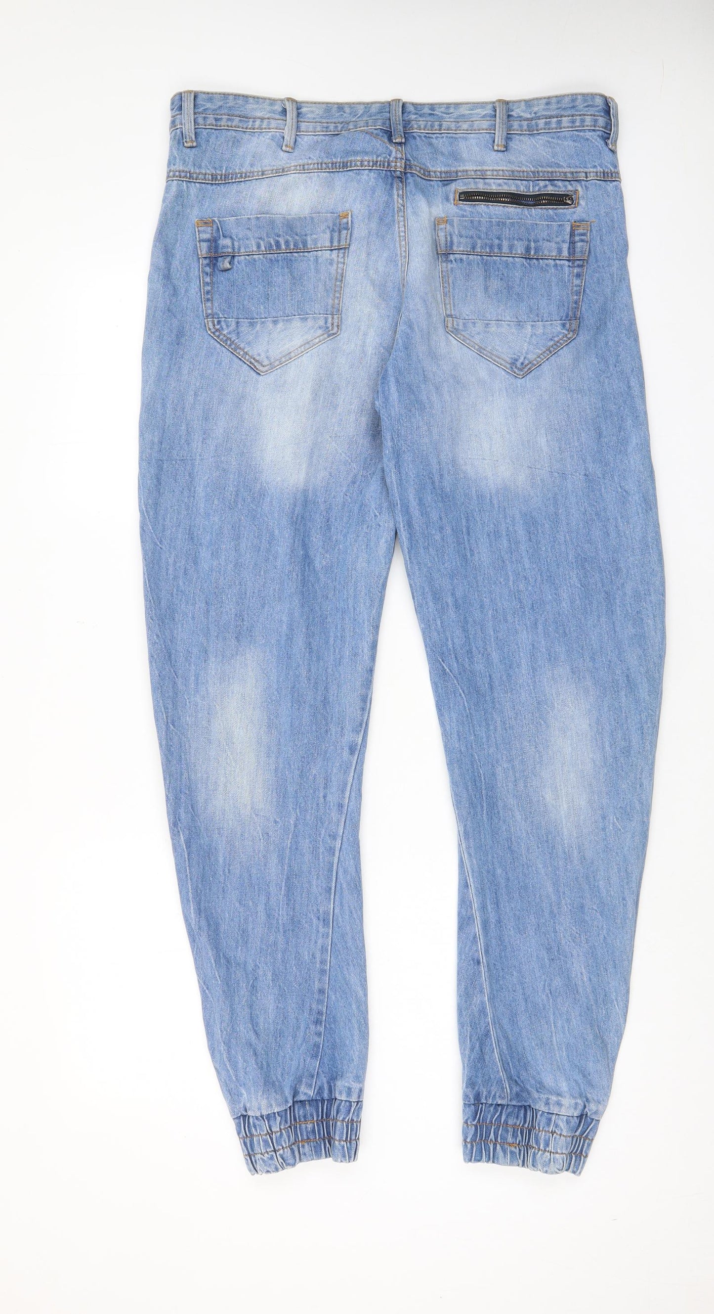 Denim & Co. Mens Blue Cotton Tapered Jeans Size 36 in L32 in Regular Zip - Pockets, Cuffed