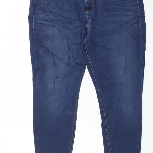 Marks and Spencer Womens Blue Cotton Skinny Jeans Size 18 L27 in Regular Zip - Pockets